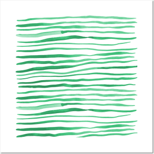 Irregular watercolor lines - green Posters and Art